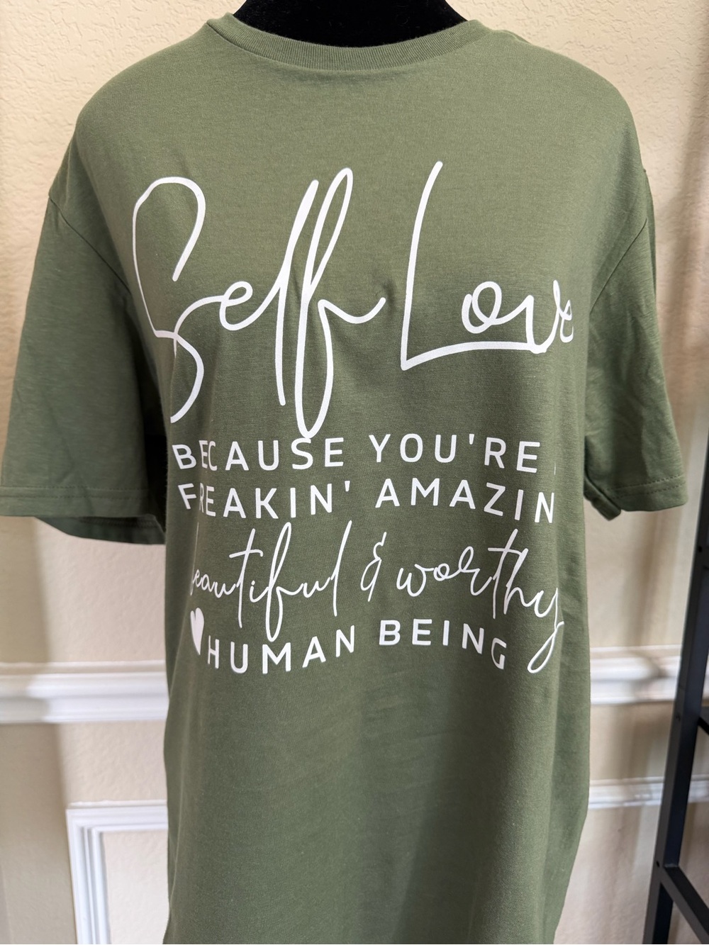 Self Love Olive Green Graphic Tee